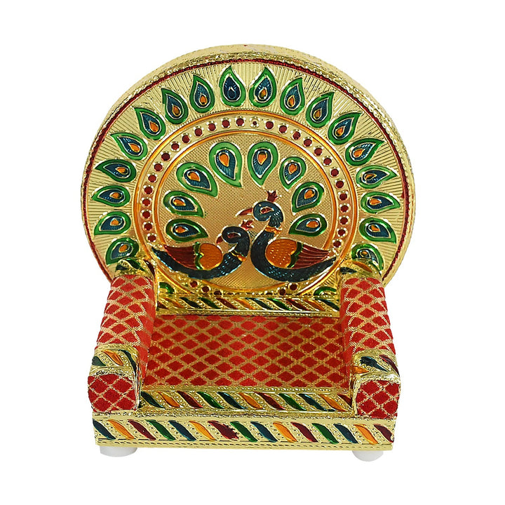 Meenakari Work Laddu Gopal Singhasan for Pooja Mandir Wooden Krishna Ladoo Bal Gopal Sofa Asan, Home Decorative Premium Look Decorative Singhasan Suitable For Home, Office, Restaurant (2 Pc Set) Your Brand