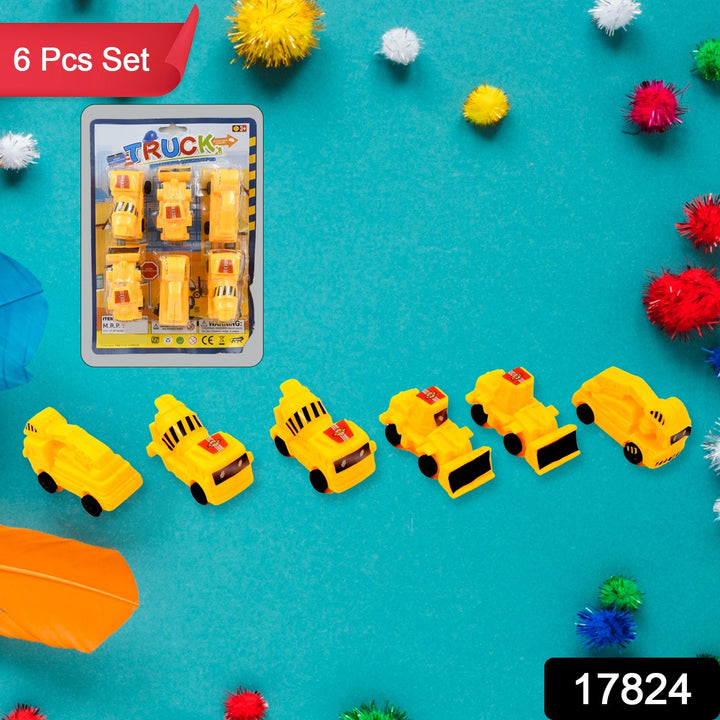 Vehicle Car Engineering Automobile Construction Car Toys Set for Children Kids Crane Excavator Road Roller Forklift Mixer Truck Transporter Truck Machine Construction Toys (6 Pcs Set) Your Brand
