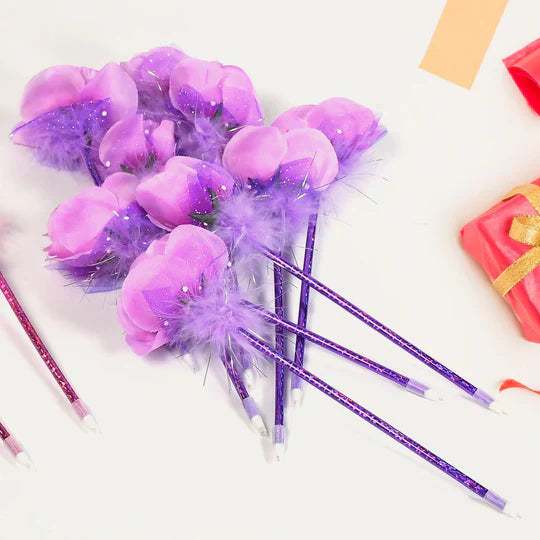 FASHION ROSE FLOWER & STAR DESIGN BALL PEN SMOOTH WRITING FOR WEDDING , EVENTS & MULTIUSE PEN ( SET OF 5PC) Your Brand