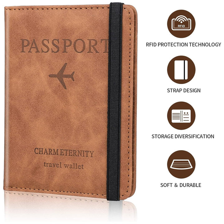 Passport Holder Cover PU Leather Travel Wallet case (1 Pc / 15×11 Cm) - TezCart