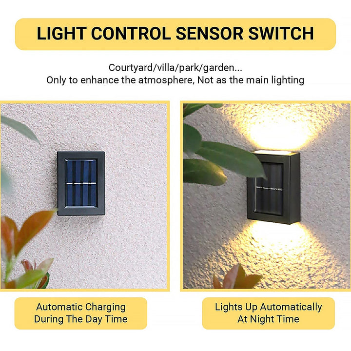 Solar Wall Lights Small Fence Lights Solar Powered Up Down LED Porch Light Garden Lights Outdoor Solar Landscape Lights WaterProof Light (1 Pc) Your Brand
