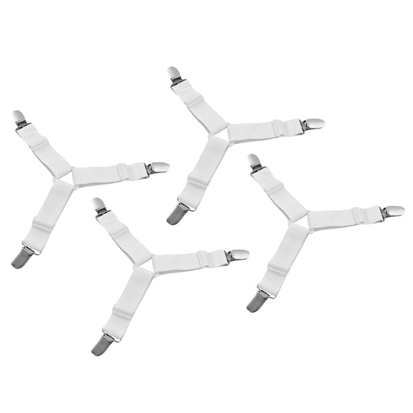 Adjustable Triangle Elastic Suspenders Gripper Holder Straps Clip for Bed Sheets (4 Pc) - TezCart