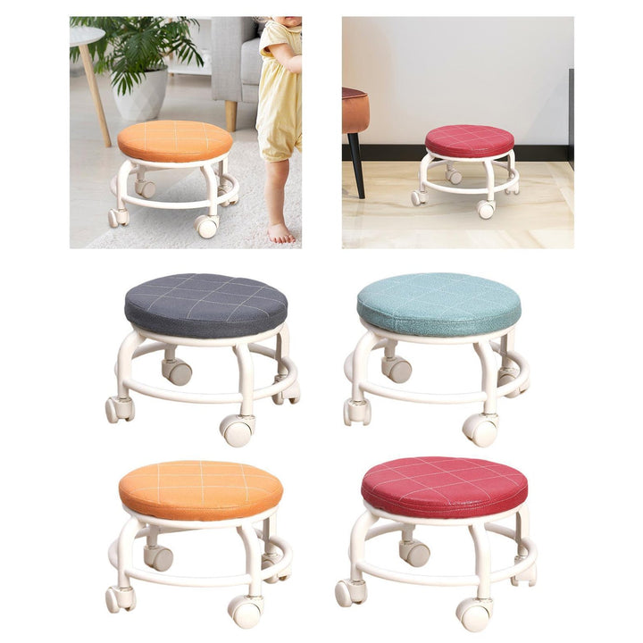 Roller Seat Stool Low Height Rolling Stool Multifunctional Small Household Movable Mini Stool Pulley Wheel Stool for Garage Home Library (1 Pc) Your Brand