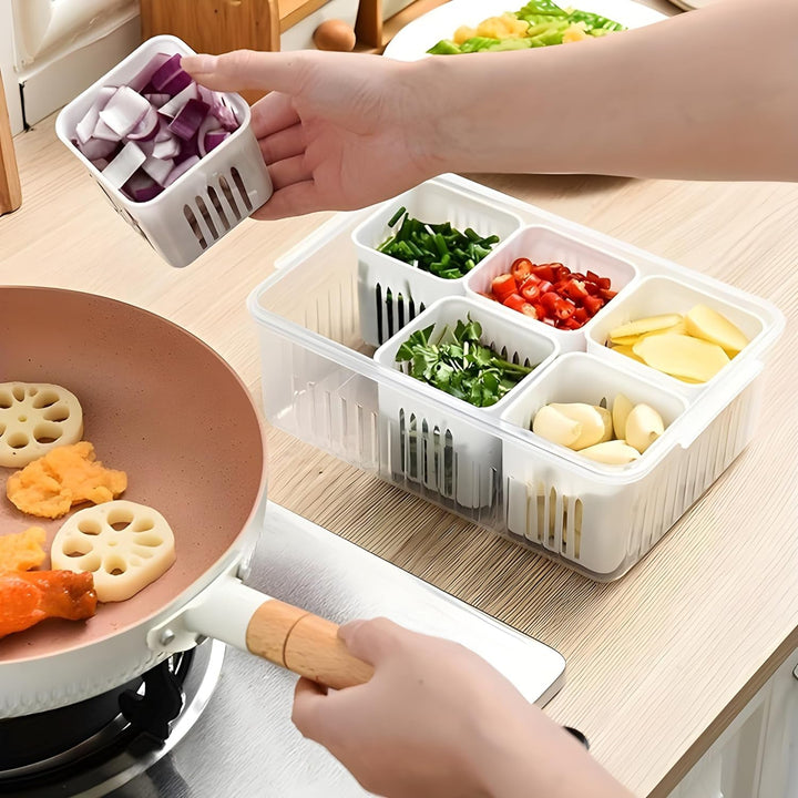 Fridge Storage Boxes Freezer Storage Containers, Container for Kitchen Storage Set, Storage in Kitchen, Vegetable Storage, Draining Crisper Refrigerator Food Box (1 Pc) Your Brand