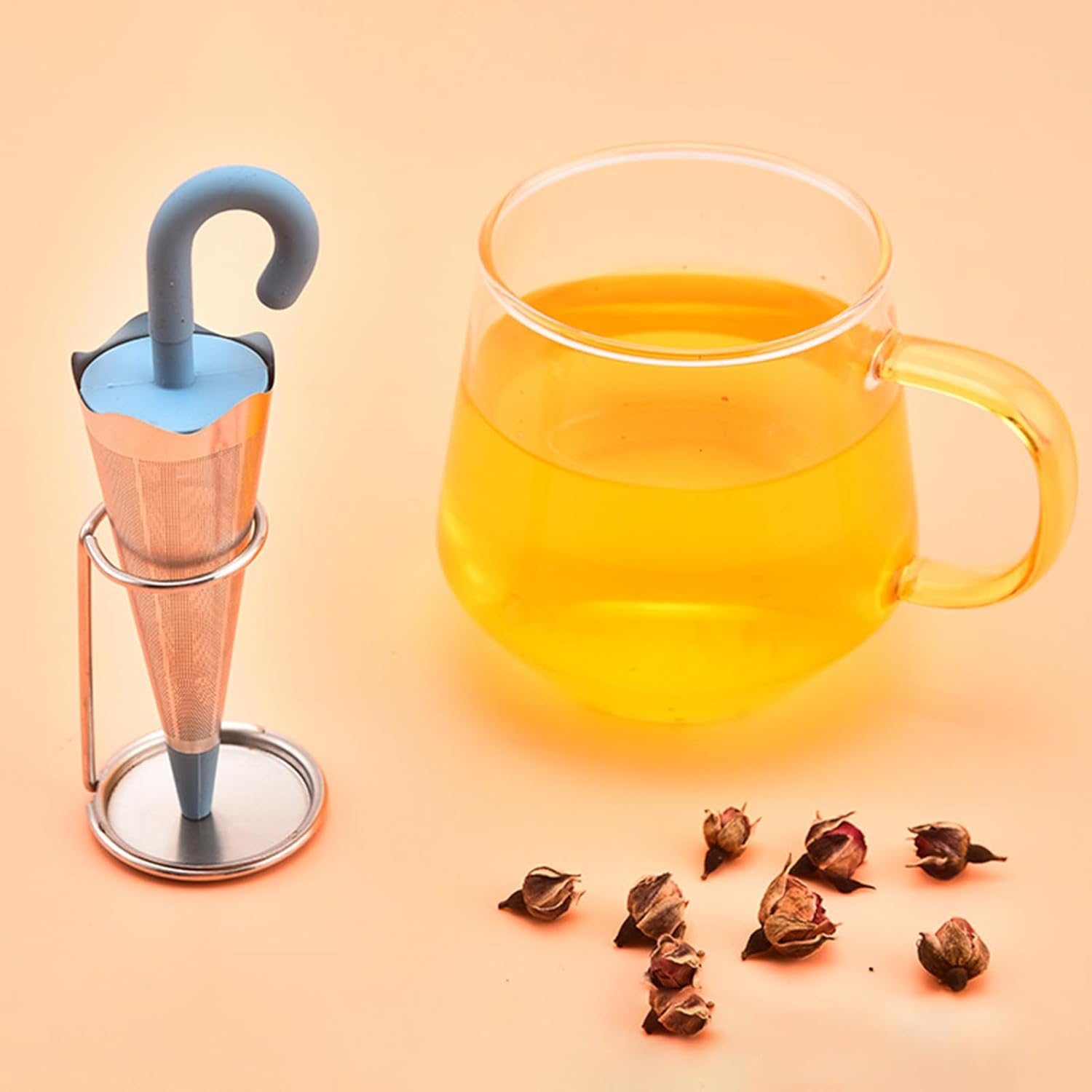 Reusable Cute Umbrella Tea Strainer With Tray / Stand (1 Pc) - TezCart
