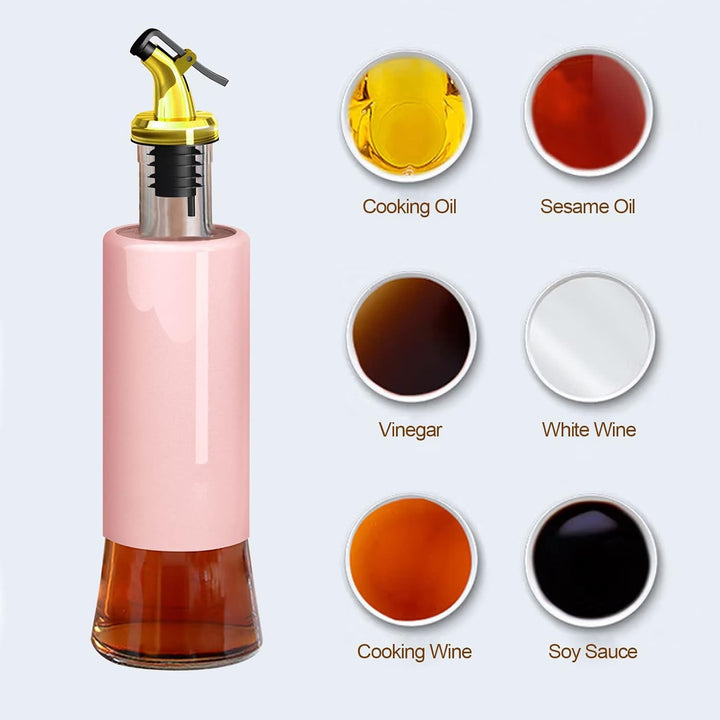 300 ML Olive Oil Dispenser Bottle Leakproof Condiment Glass Container Non- Drip Spout Soy Sauce Vinegar Cruet Bottle for Kitchen Cooking BBQ Fry for Kicthen Home (300 ML) Your Brand