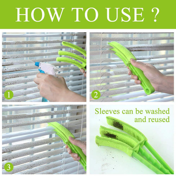 Window Blind Cleaner Duster Brush with Microfiber Sleeves - Blind Cleaner Tools for Window Shutters Blind Air Conditioner Jalousie Dust Your Brand
