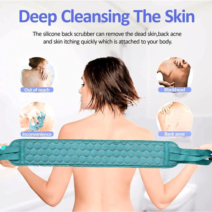 Bath Shower Set Scrubber Loofah Sponge Pouf, Bath Brush Extra Long Dual Sided Scrubber Long Lasting Deep Clean Super Soft, Body Scrubber For Men Woman (2 Pcs Set) Your Brand