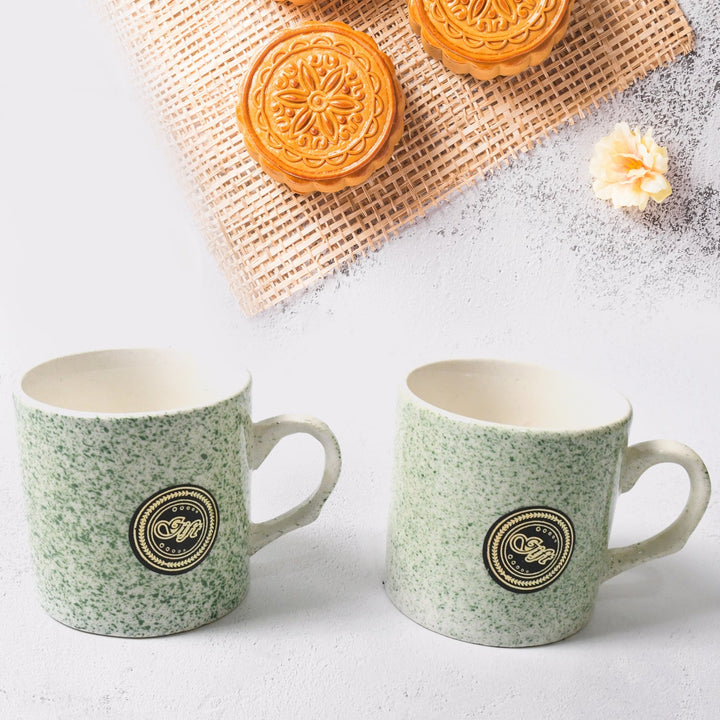 Alpino Ceramic Tea / Cups Set With Plastic Serving 2 Compartment Platter, Milk Cup / Mug, Coffee Cup, Tea Cup BPA Free Food Grade, or Outdoor for Household Gift For Birthday (3 Pcs Set) Your Brand