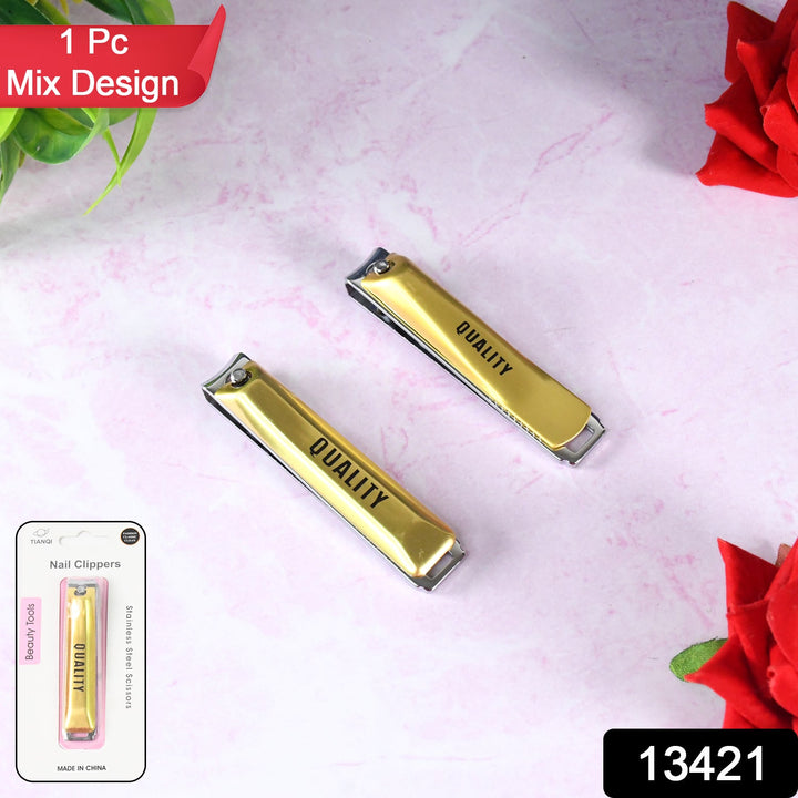 Stainless Steel Folding Portable Large Nail Clippers with Nail File (1 Pc / Mix Design) - TezCart