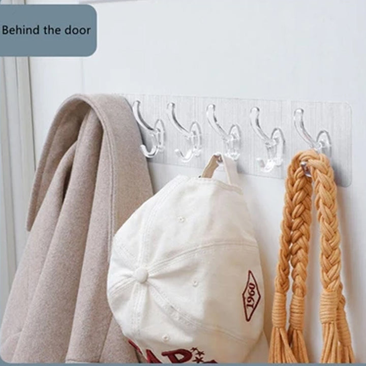 Adhesive Golden &  Transparent Heavy Duty Wall Hook - TezCart