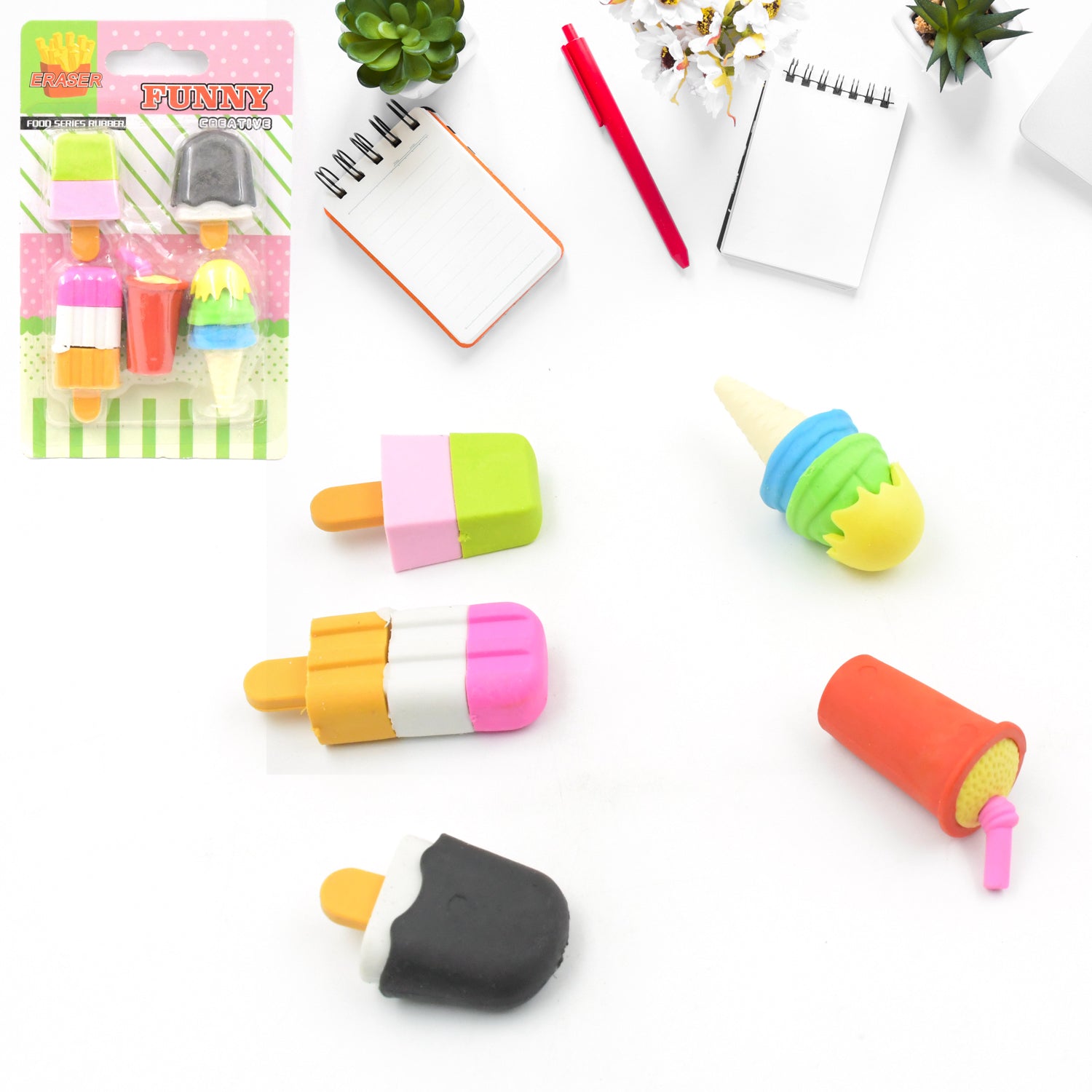 Mini Eraser Set for Kids (5 Pieces) - Fun Designs, Party Favors, School Prizes Your Brand