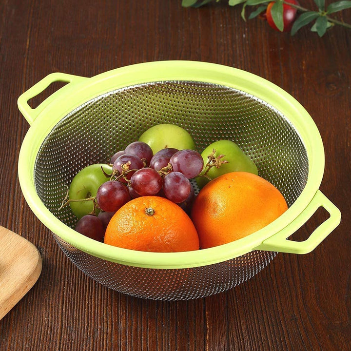 Stainless Steel Colander with Handle - Large Metal Mesh Basket Strainer (1 pc) Your Brand