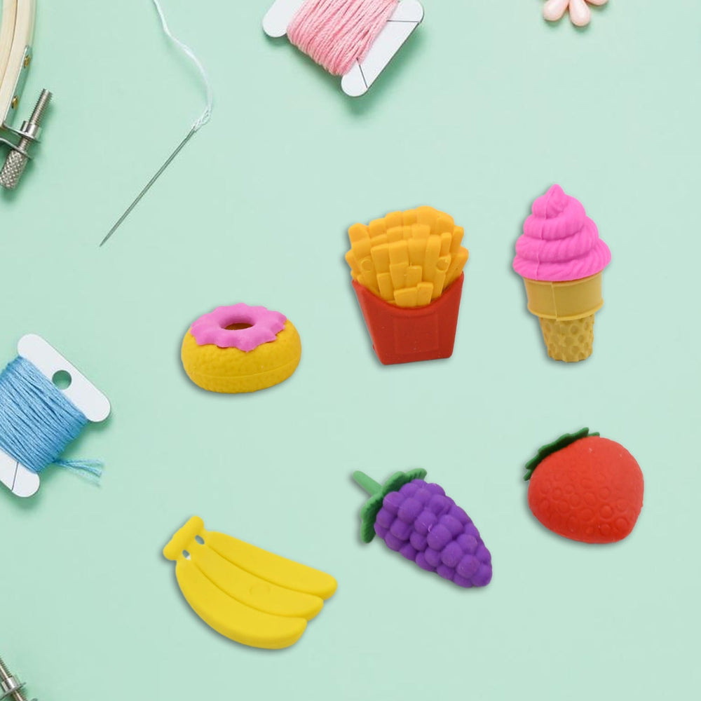 3D Food Fancy & Stylish Colorful Erasers, Mini Eraser Creative Cute Novelty Eraser for Children Different Designs Eraser Set for Return Gift, Birthday Party, School Prize (1 Set / Mix Design & Color) Your Brand