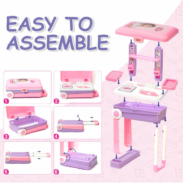 Big Beauty Set Suitcase On Wheel, The Ultimate Beauty Set On Wheels for Girls, Makeup Kit is Easy to Clean & Use, Portable Beauty Set with 25 Pieces for 3 Years BIS Approved. (Beauty Set Trolley) Your Brand