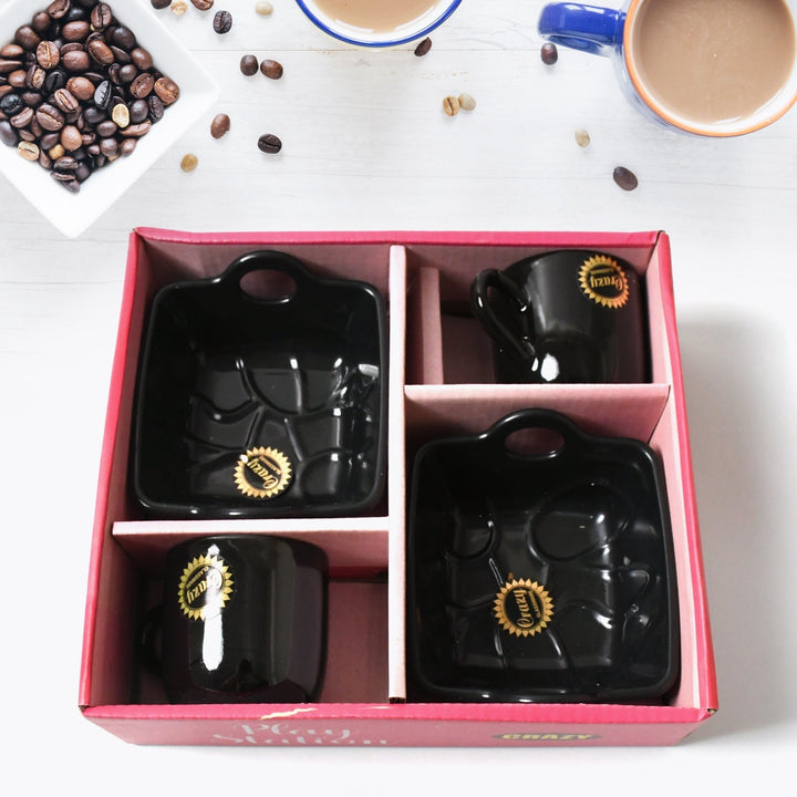 Play Station Ceramic Tea / cups / Mug Set With Handle Serving Bowl Milk Cup, Coffee Cup, Tea Cup, Breakfast Cup, Drinking Mug or Outdoor for Household, Gift for Birthday, Wedding Party (4 Pcs set) Your Brand