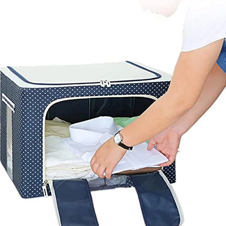Foldable Steel Frame Clothes Living Storage Organizer Handled Bag - TezCart