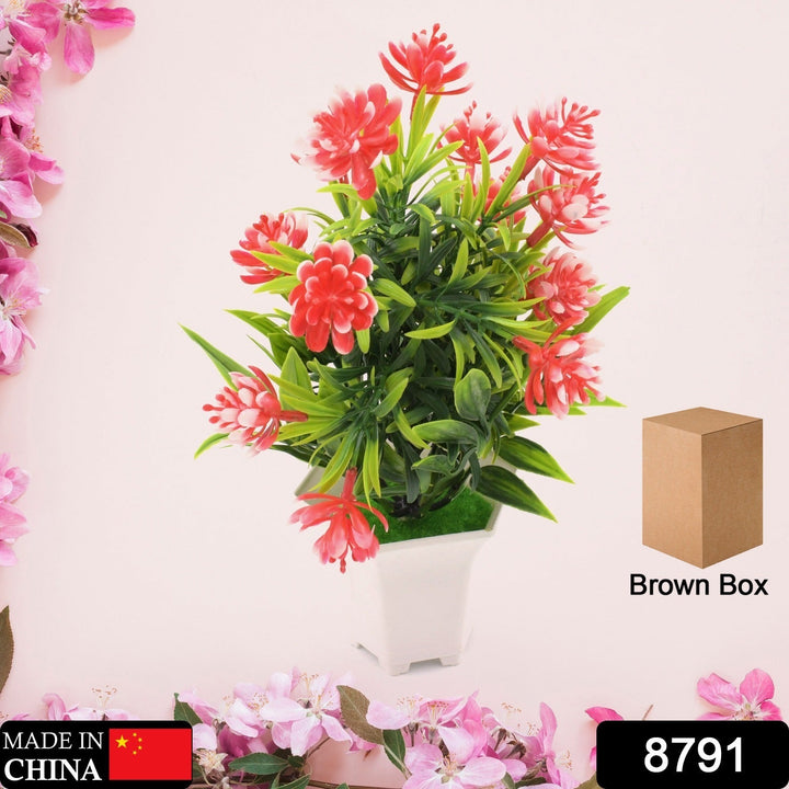 Wild Artificial Flower Plants with Cute Pot | Flower Plant for Home Office Decor | Tabletop and Desk Decoration | Artificial Flower for Balcony Indoor Decor, Plants for Living Room (1 Pc) Your Brand