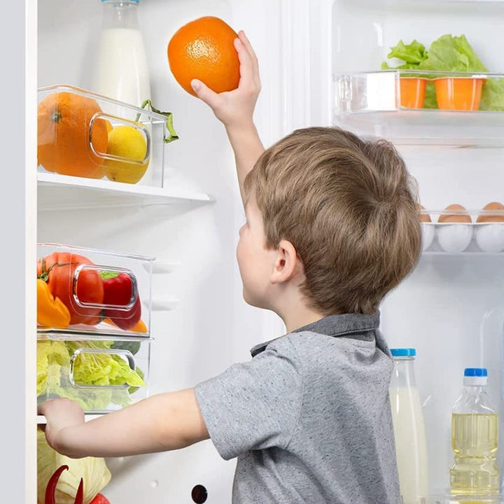 Plastic Refrigerator Organizer Bins, Set Of 2 Stackable Fridge Organizers with Handle, Clear Organizing Food Fruit Vegetables Pantry Storage Bins for Freezer kitchen Cabinet Organization and Storage (2 Pcs Set Mix Color) Your Brand