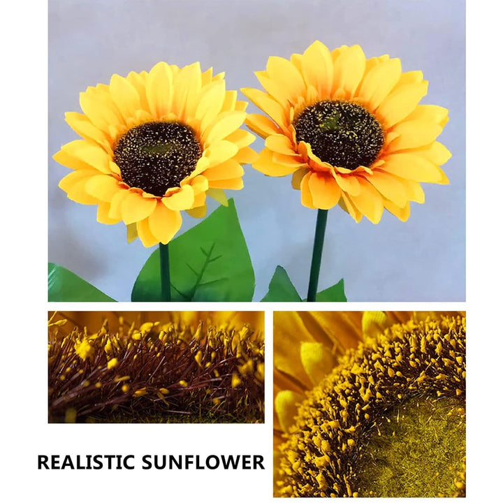 2 Pc Outdoor Solar Sunflower Lights Intelligent Light Control Waterproof Garden Landscape Stake Light Your Brand