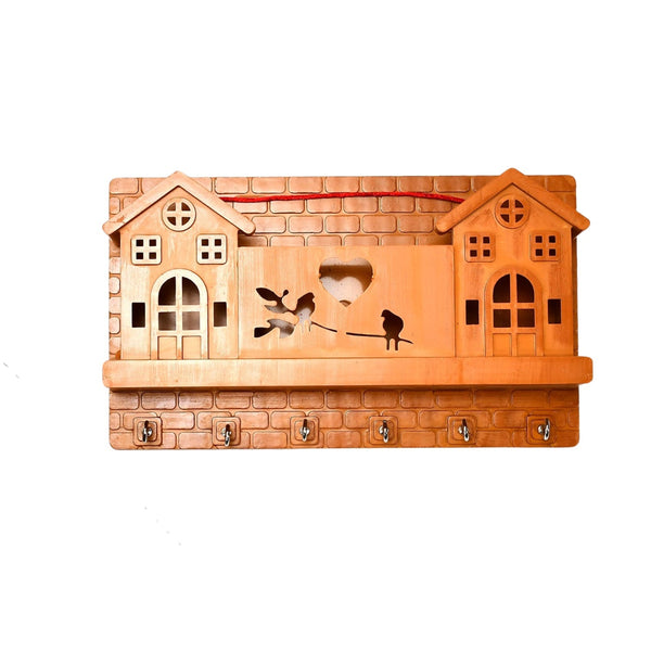 6-Hook Wooden Key Holder for Entryway, Kitchen & Office Your Brand