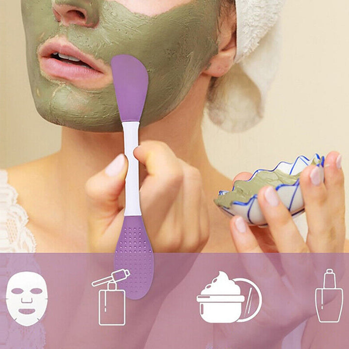 Double-headed Silicone Mask Brush Face Cleansing and Applying Mud Mask Beauty Salon Special Brush Smear Tool Facial Scrub Silicone Wash Scrubber Face Tools (1 Pc) Your Brand
