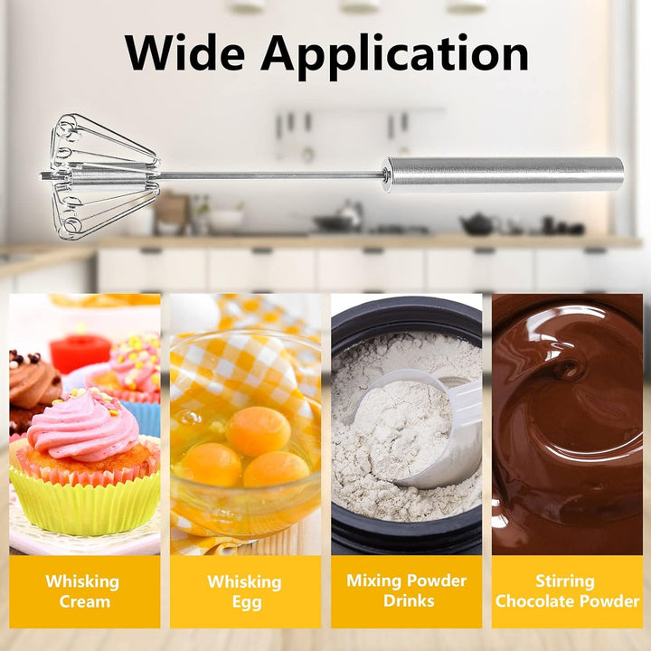 Medium Stainless Steel Egg Whisk, Hand Push Rotary Whisk Blender (1 Pc / 30 Cm) - TezCart
