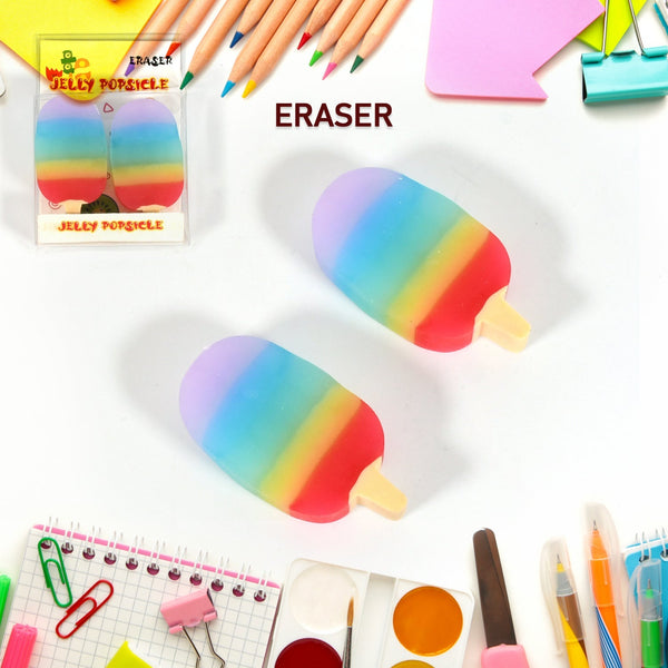 Jelly Popsicle Shape Fancy &amp; Stylish Erasers, Mini Eraser Creative Cute Novelty Eraser for Children Eraser Set for Return Gift, Birthday Party, School Prize (2 Pc Set| Mix Design) Your Brand