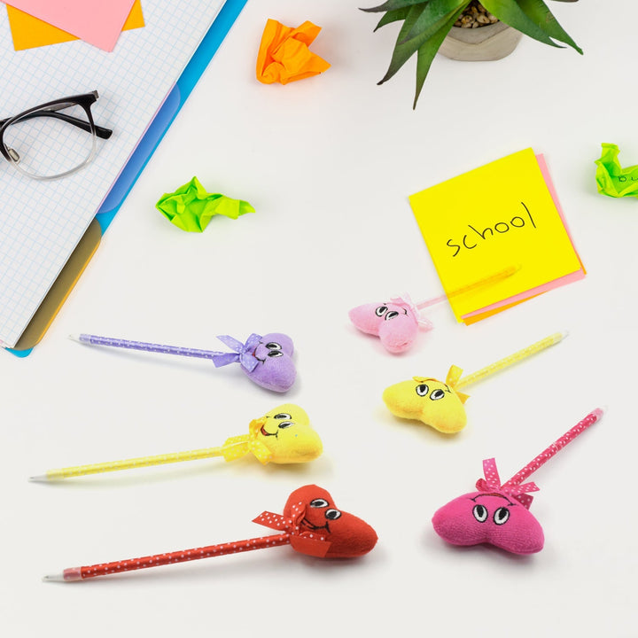Cute Cartoon Shape & Heart Design Facy Writting Pen Attached Rattle | Ball Pen Smooth Writing For Wedding , Events & Multiuse Pen  Best Pen l Use for Kids (12 Pcs Set Mix Design & Color) Your Brand
