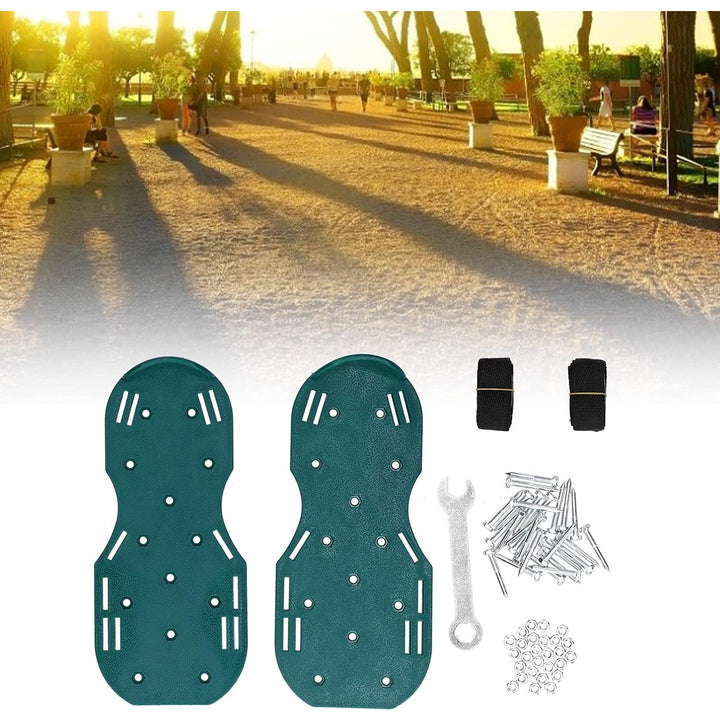 Lawn Aerator Sandals, Garden Grass Aerator Spiked Sandals Green Studded Shoes for Yard Patio Garden Excavation Your Brand