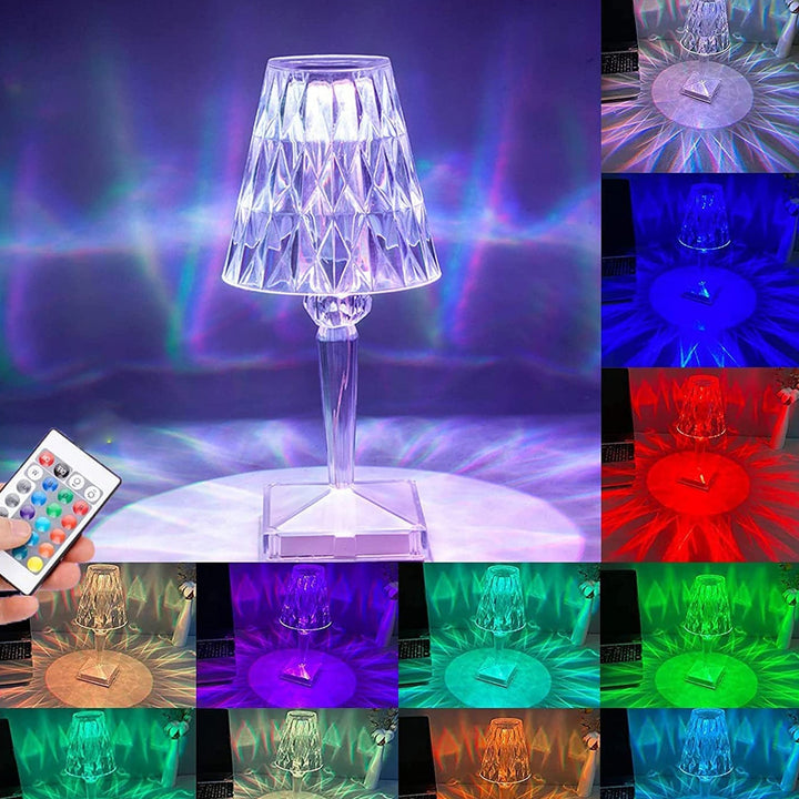 Romantic Crystal Table Lamp, Diamond Lamp, 16 Colors, 6 Brightness Level, Touch / Remote Control Switch, SUB Charging, Lampshade Night Light, Bedroom Bedside, Living Room Decoration Your Brand