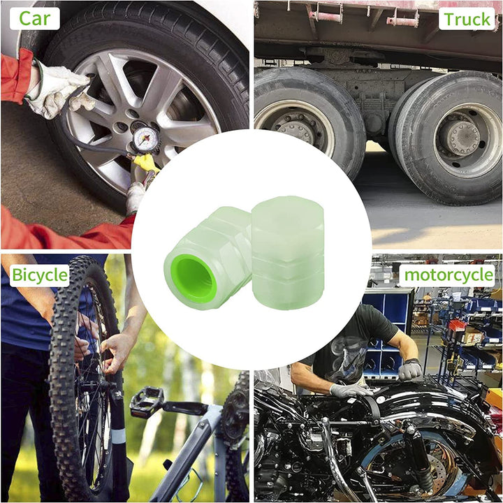Tyre Valve Caps Luminous Glow Car Tire Air Stem Valve Cap Covers vaal cap ( 4 Pcs Mix Colour) - TezCart