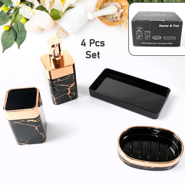 Bathroom Accessories Set, Bathroom Decor with 1 Soap Dispenser, 1 Tumbler, 1 Tray, 1 Soap Dish for Bathroom, Kitchen, Office, Gift for Women and Men (4 pcs set) Your Brand