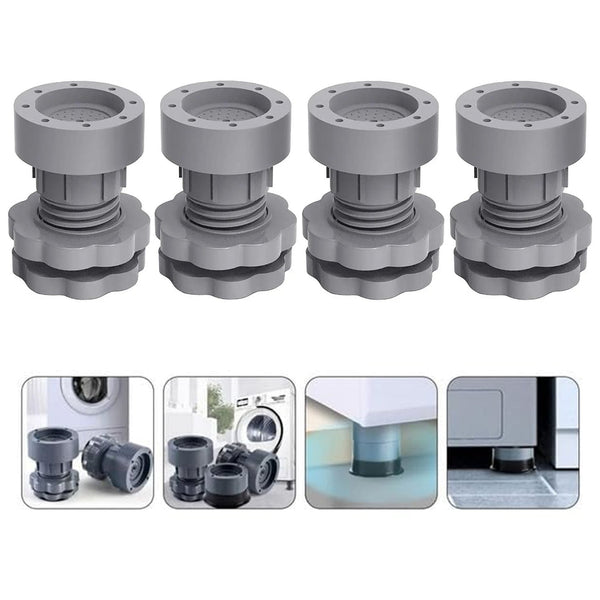 Plastic Washing Machine Vibration Feet , Adjustable Highly Non-Slip Support Anti Vibration Walk  Shock Absorber Noise Cancelling Furniture Lifting Base (4 Pcs Set) Your Brand