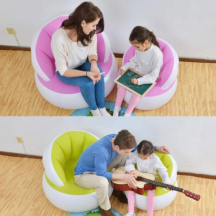 Kids inflatable sofa chair with backrest & Foot Air Pump with Hose (1 Set / 85x74 Cm Approx) - TezCart