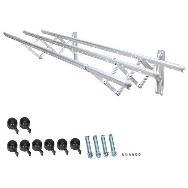 Clothes Rail Rack Clothes Drying Racks, Airer Clothes Drying Rack Wall Mounted Clotheshorse Clothes Airer Washing Cloth Line Extendable Fold Towel Rack Bar for Bathroom Indoor Outdoor Your Brand