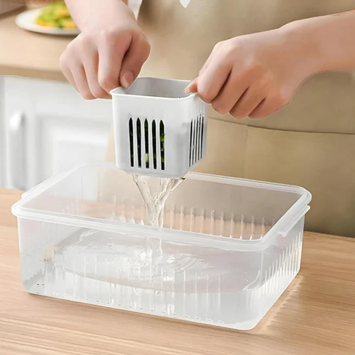 Fridge Storage Boxes Freezer Storage Containers, Container for Kitchen Storage Set, Storage in Kitchen, Vegetable Storage, Draining Crisper Refrigerator Food Box (1 Pc) Your Brand