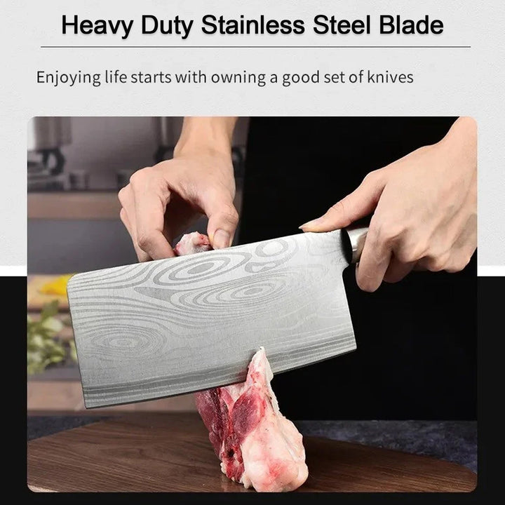 Stainless Steel Chef Damascus Cleaver Vegetable Knife with Plastic Handle & Cover, Multipurpose Use for Kitchen or Restaurant (12 Inch) Your Brand