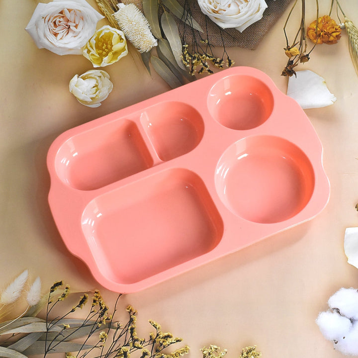 Unbreakable Plastic Food Plates / Biodegradable 5 Compartment Square Plate for Food Your Brand