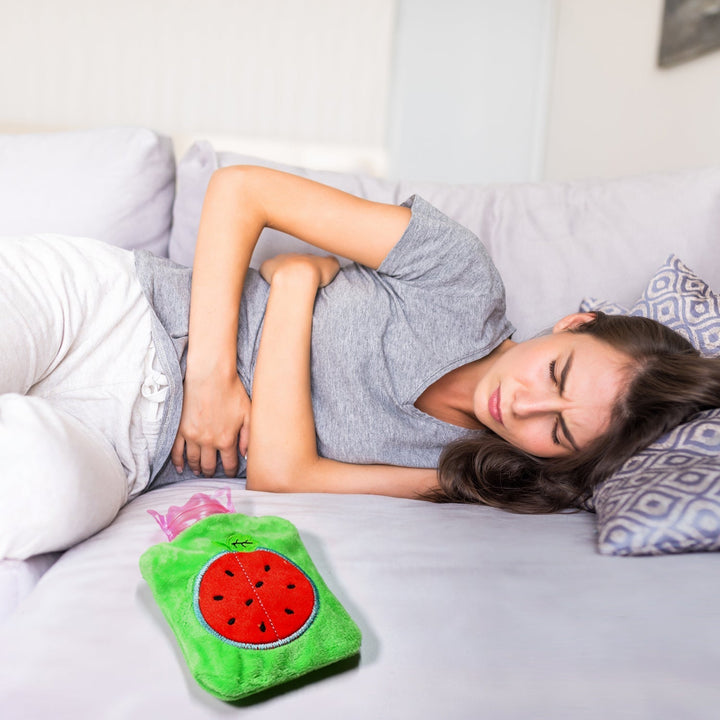 Watermelon small Hot Water Bag with Cover for Pain Relief, Neck, Shoulder Pain and Hand, Feet Warmer, Menstrual Cramps. Your Brand