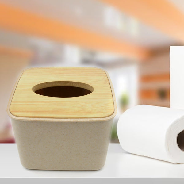 Tissue Box Desktop Stand Bamboo Tissue Cover Box Rectangular Paper Towel Holder Removable Tissue Dispenser for Bathroom Vanity Countertop Bedroom Car Holder Paper Towels Dispenser (1 Pc ) Your Brand