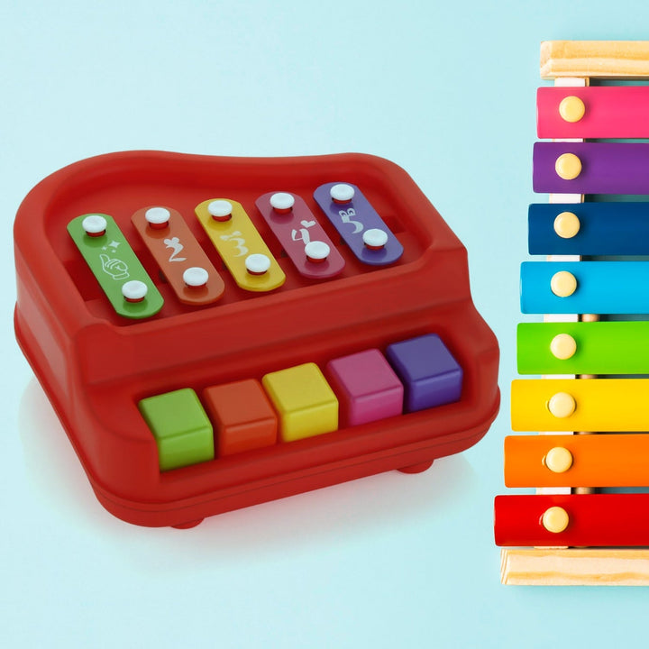 2 in 1 Baby Piano Xylophone Toy for Toddlers, 5 Multicolored Key Keyboard Xylophone Piano, Preschool Educational Musical Learning Instruments Toy for Baby Kids Girls Boys 3+ Years (1 Pc) Your Brand