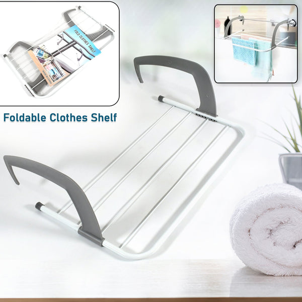 Metal Steel Folding Drying Rack for Clothes Balcony Laundry Hanger for Small Clothes Drying Hanger Metal Clothes Drying Stand, Socks and Plant Storage Holder Outdoor / Indoor Clothes-Towel Drying Rack Hanging on The Door Bathroom Your Brand