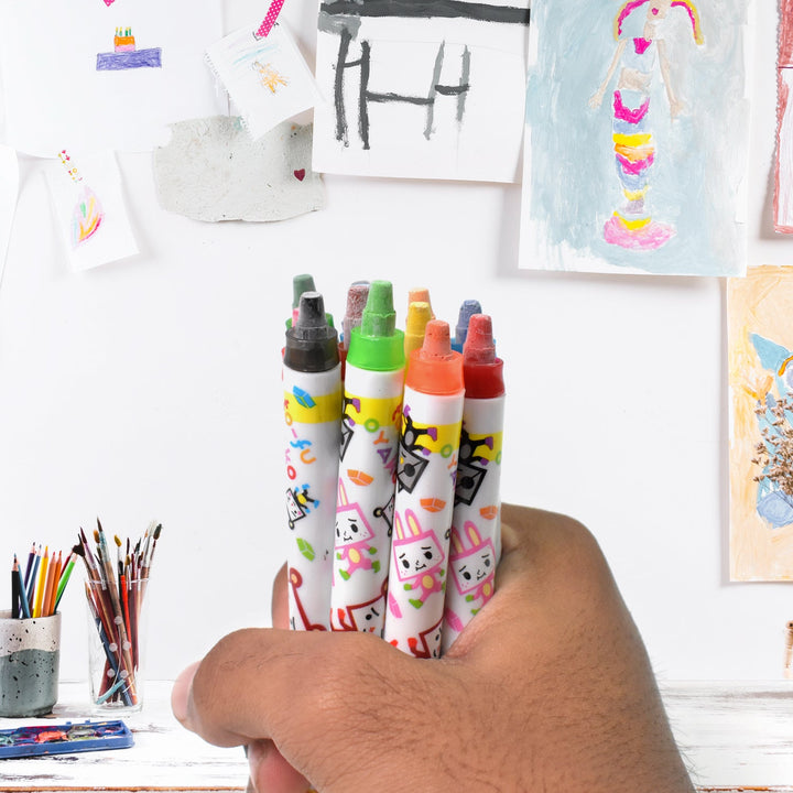 Crayons - 12 Colours Washable Testable Non-Toxic Jumbo Crayons for Toddlers - TezCart