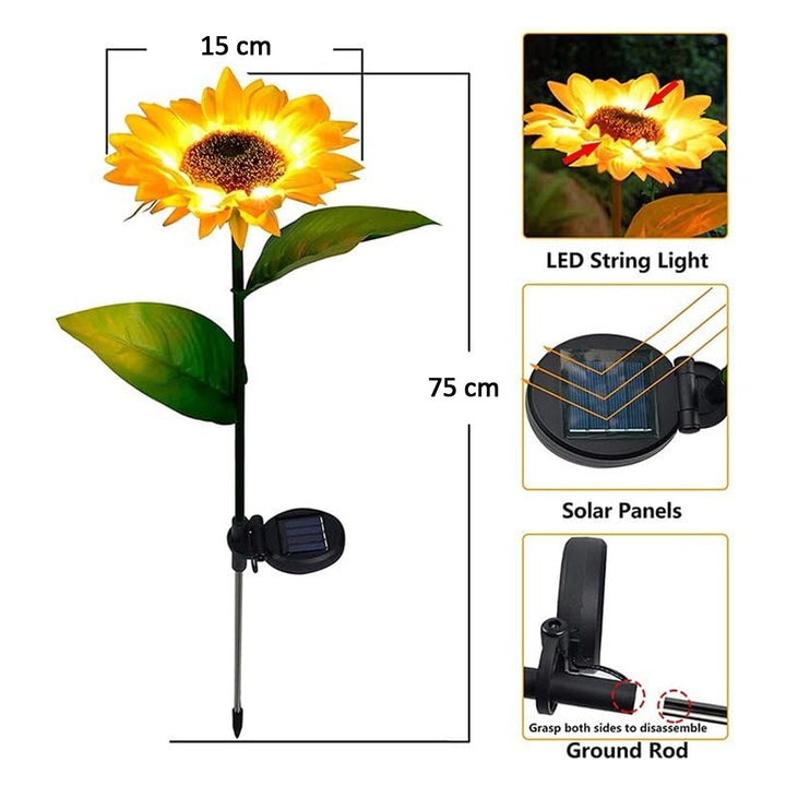 2 Pc Outdoor Solar Sunflower Lights Intelligent Light Control Waterproof Garden Landscape Stake Light Your Brand