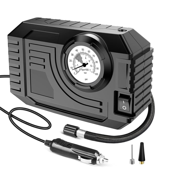 Tire Inflator Portable Air Compressor 12V Small Air Pump for Car Tires Bicycle Balloons, Cars, Bike, Bicycles and Other Inflatables with LED Light (12V) Your Brand