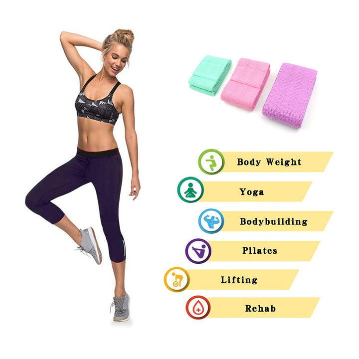 Hip Bands Booty Bands Wide Workout Bands, Resistance Exercise Bands for Legs and Butt, Resistance Loop Bands Anti Slip Circle Fitness Band Elastic Sports Bands Fitness Bands for Women Men Strength Training (3 Pcs Set) Your Brand