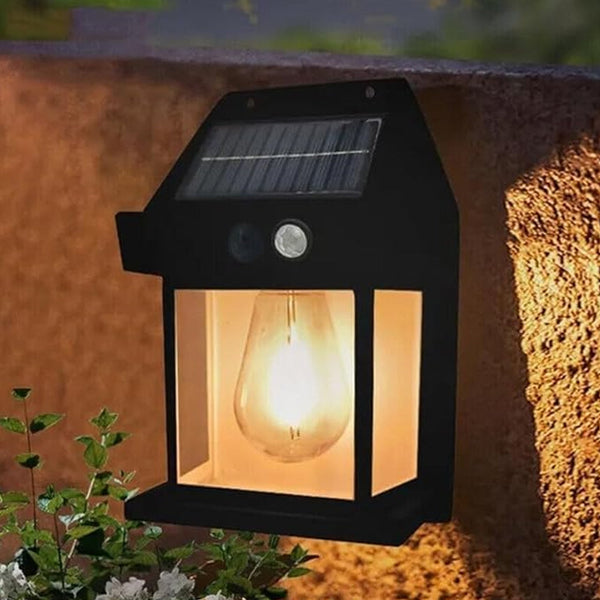 Solar Wall Lights / Lamp Outdoor, Wireless Dusk to Dawn Porch Lights Fixture, Solar Wall Lantern with 3 Modes & Motion Sensor, Waterproof Exterior Lighting with Clear Panel (1 Pc ) Your Brand