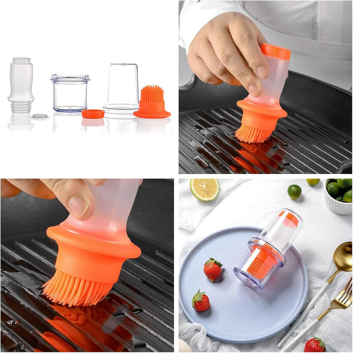 2 in 1 Portable Silicone Oil Bottle Brush with Lid (1 Set) - TezCart