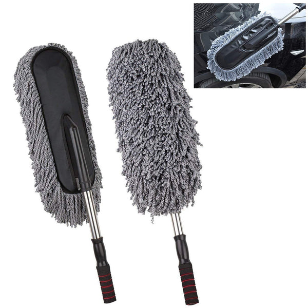 Car Duster, Long Retractable / Soft / Non-Slip / Handle Multipurpose Microfiber Wash Brush Vehicle Interior and Exterior Cleaning Kit with for Car, Boats or Home Your Brand